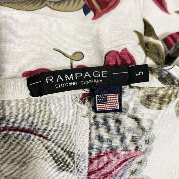 Vintage RAMPAGE Linen‎ Cargo Pants Womens 5 Floral Print White Drawstring - Picture 6 of 6